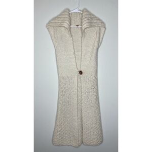 Free People Cream Long Wool Sleeveless Sweater